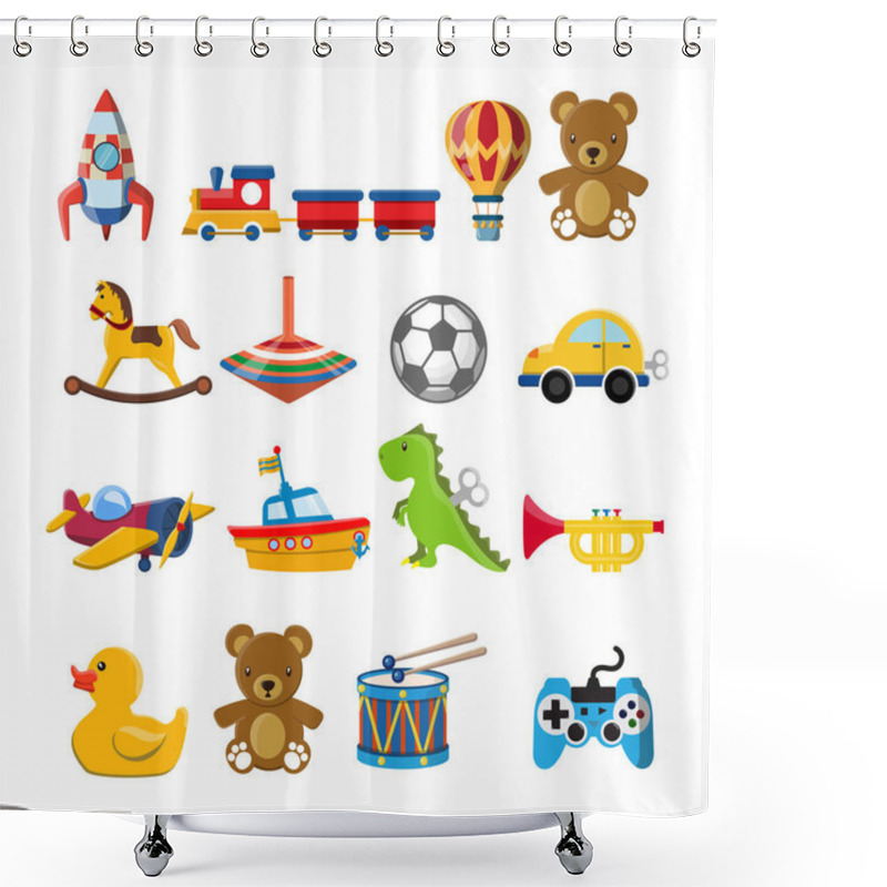 Personality  Vector Image. Cute Vector Objects Of Kids Toys. Funny Images. Shower Curtains