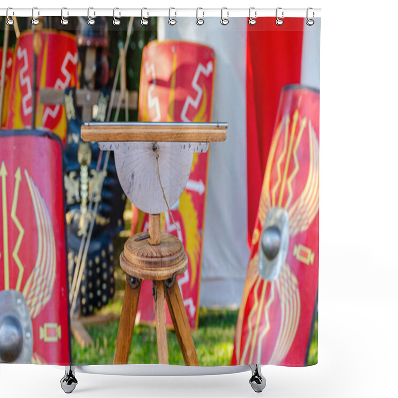 Personality  Dioptra, Topographical Instrument From The Roman Period At A Historical Reenactment Festival. Shower Curtains