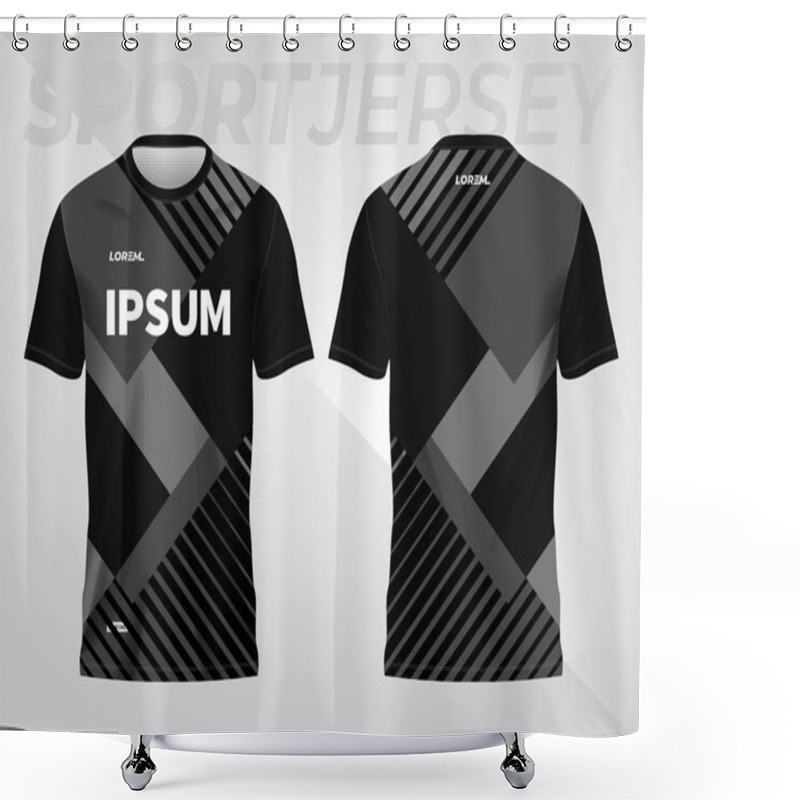 Personality  Black And Gray Abstract Background And Pattern For Sport Jersey Design And Mockup. Front And Back View Template Shower Curtains