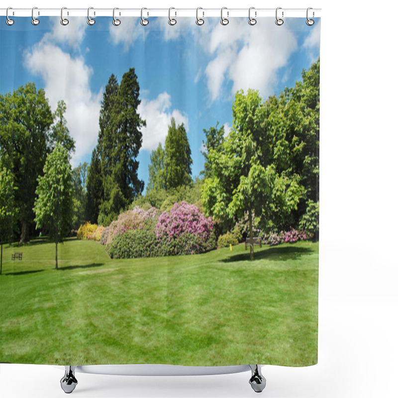 Personality  Trees And Lawn On A Bright Summer Day Shower Curtains