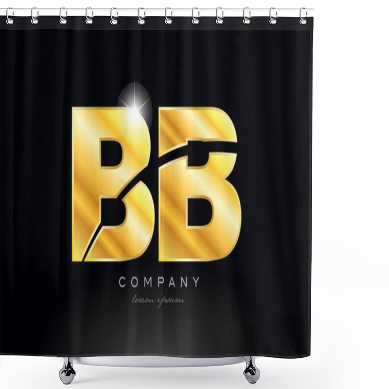 Personality  Combination Letter Bb B B Gold Golden Alphabet Logo Icon Design With Metal Look On Black Background Suitable For A Company Or Business Shower Curtains