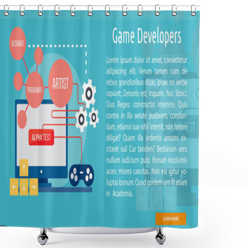 Personality  Game Developers Conceptual Banner Shower Curtains