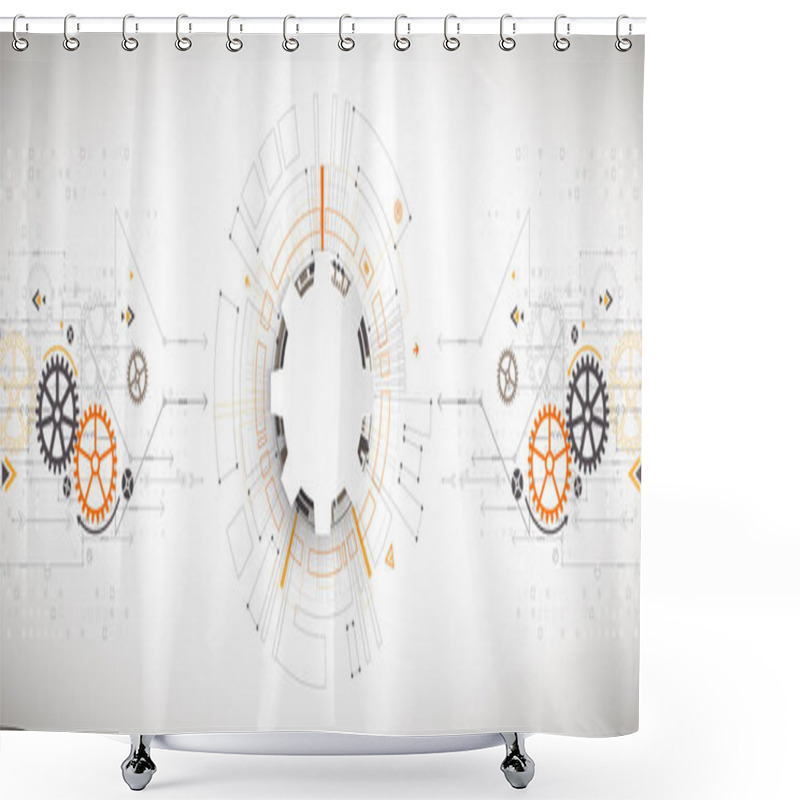 Personality  Vector Illustration, Hi-tech Digital Technology And Engineering Theme Shower Curtains