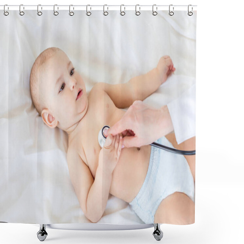 Personality  Baby Boy With Stethoscope  Shower Curtains