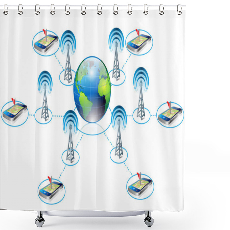 Personality  Gps Connectivity Shower Curtains