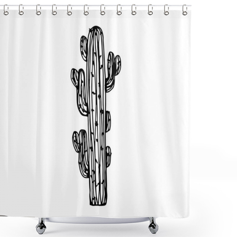 Personality  Cactus Big With Needles Vector. Shower Curtains