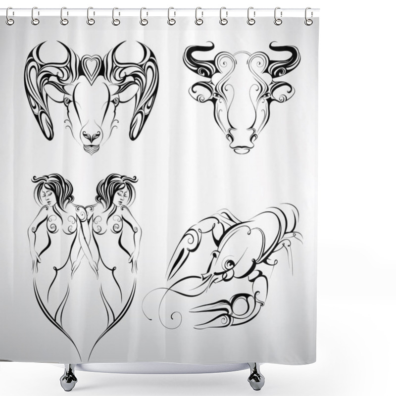 Personality  Set Of Zodiac Signs Shower Curtains