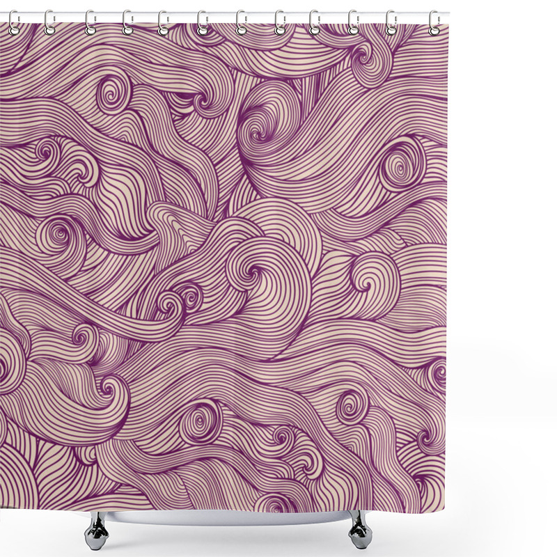 Personality  Seamless Abstract Hand-drawn Waves Pattern, Wavy Background. Sea Shower Curtains