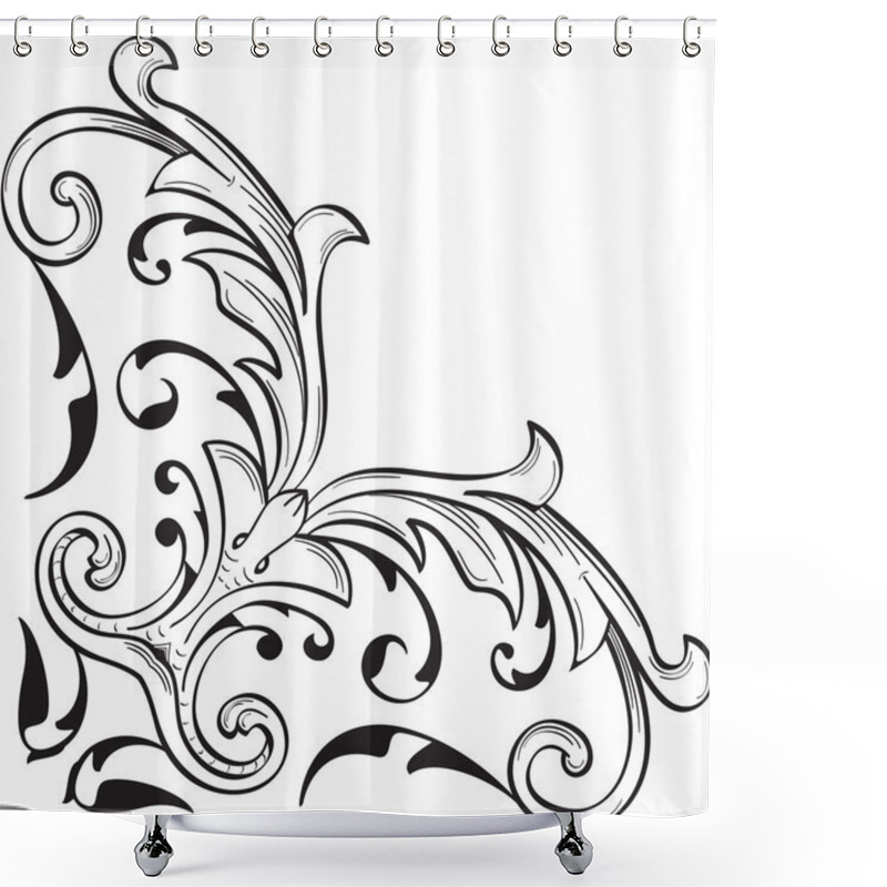 Personality  Fine Corner Art Baroque Swirl Element Shower Curtains