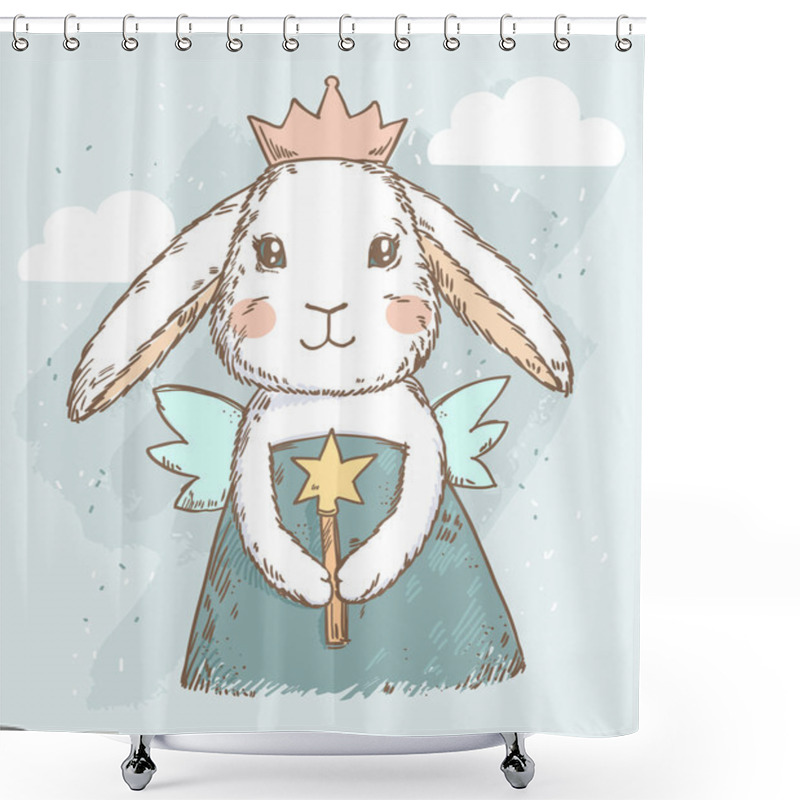 Personality  Fairy Rabbit With Magic Wand Shower Curtains