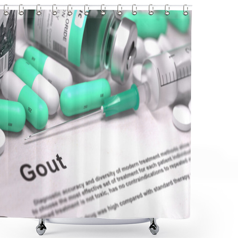 Personality  Diagnosis - Gout. Medical Concept With Blurred Background. Shower Curtains