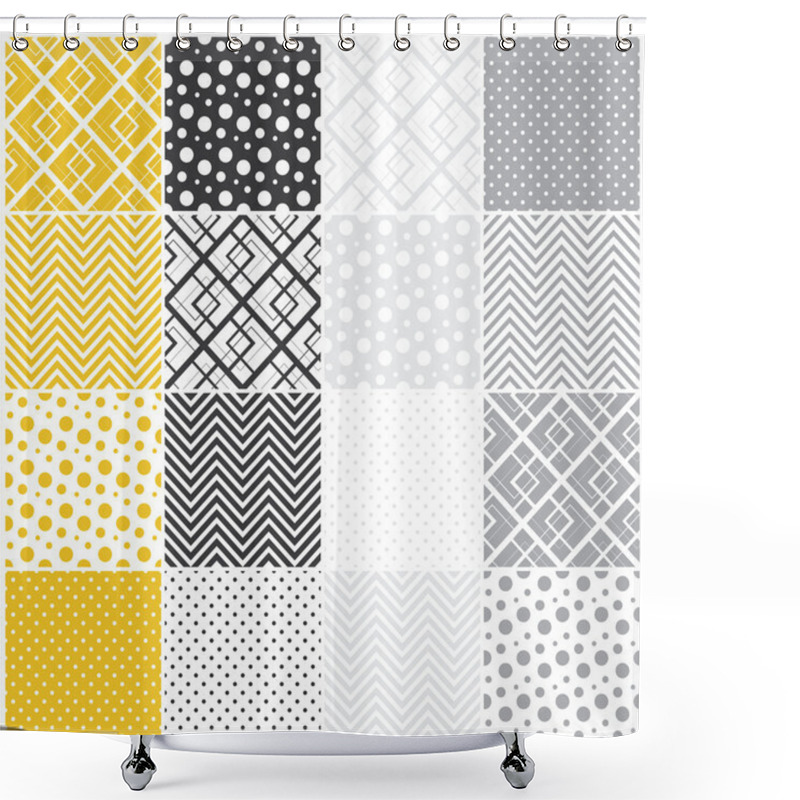 Personality  Geometric Seamless Patterns: Squares, Polka Dots, Chevron Shower Curtains