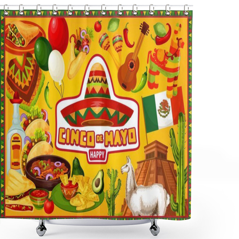 Personality  Mexican Holiday, Happy Cinco De Mayo Greetings Shower Curtains