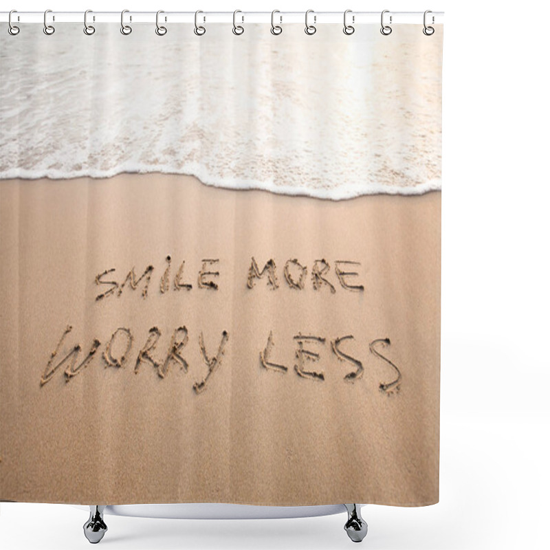 Personality  Smile More Worry Less - Positive Thinking Concept, Optimism Shower Curtains