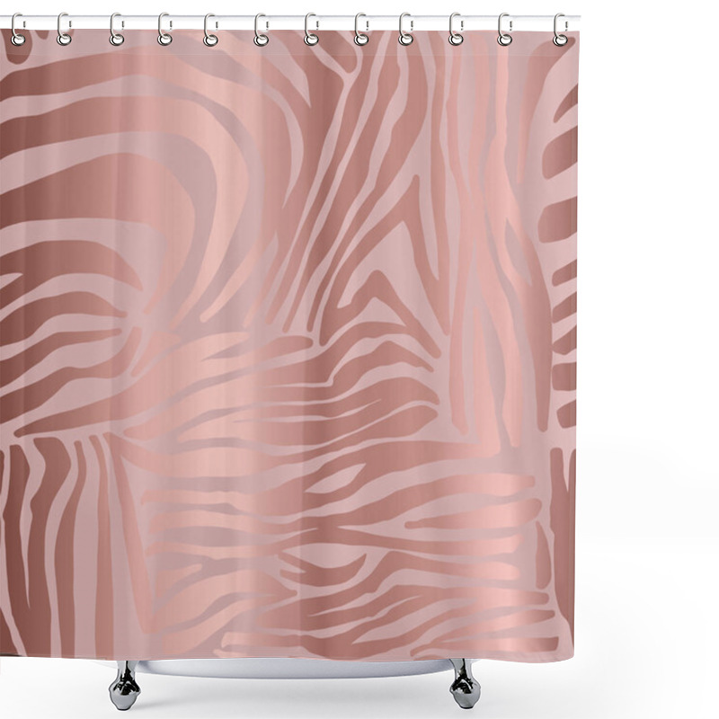 Personality  Zebra Skin. Rose Gold. Elegant Texture With Foil Effect. Animal  Shower Curtains