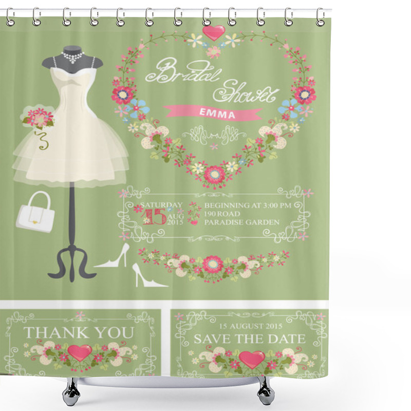 Personality  Bridal Shower Invitation Set. Shower Curtains