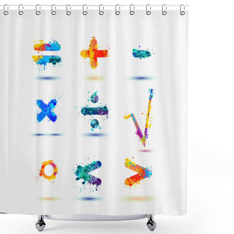 Personality  Mathematical Signs. Splash Paint Shower Curtains