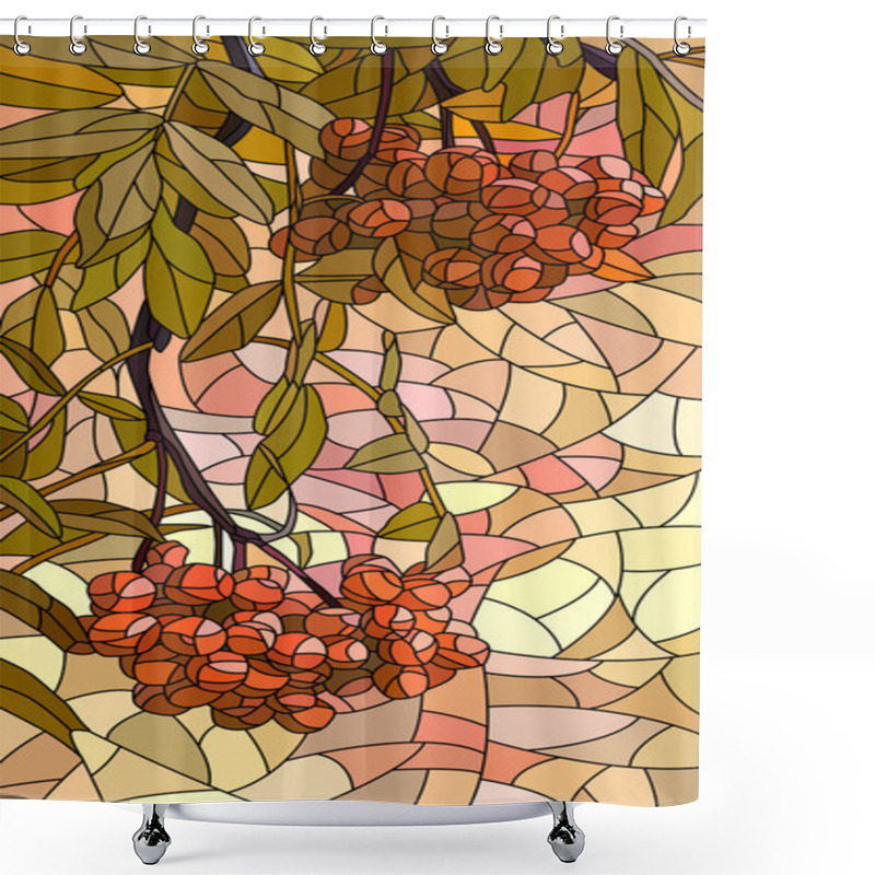 Personality  Vector Illustration Mosaic Of Red Rowan. Shower Curtains