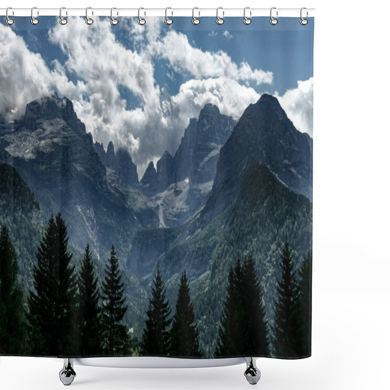 Personality  Beautiful Landscape With Mountains And Clouds In The Dolomites Shower Curtains