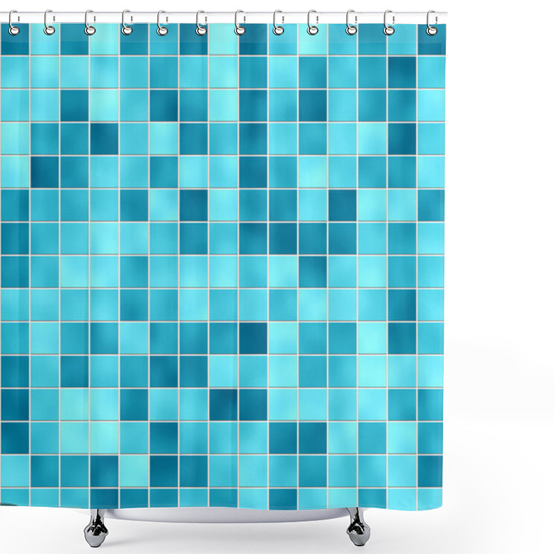 Personality  Small Blue Tiles Texture Shower Curtains