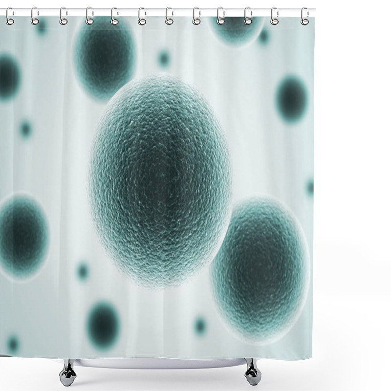 Personality  Virus Cell Closeup Isolated On White Shower Curtains