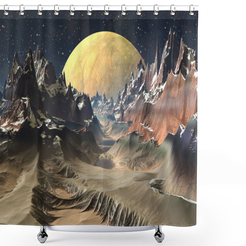 Personality  3D Rendered Fantasy Alien Landscape - 3D Illustration Shower Curtains