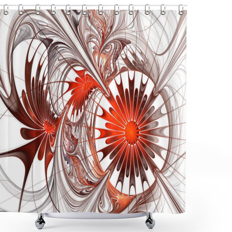 Personality  Flower Background. Orange And White Palette. Fractal Design. Com Shower Curtains