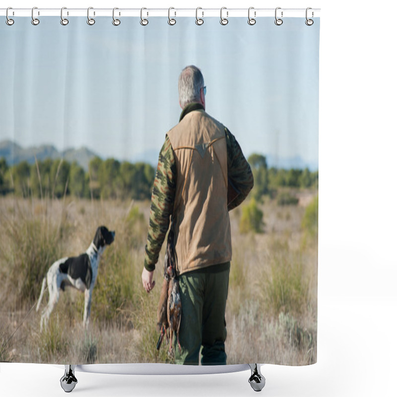 Personality  A Hunter And His Dog, A Strong Parntership Shower Curtains