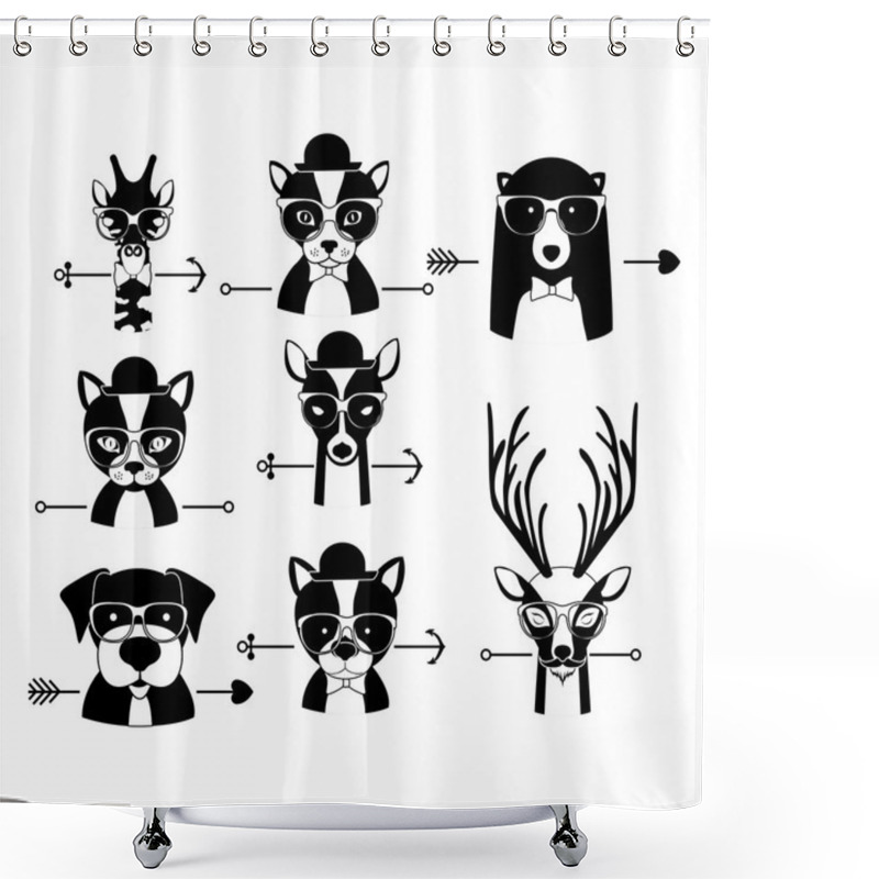 Personality  Animal Hipster Design Shower Curtains