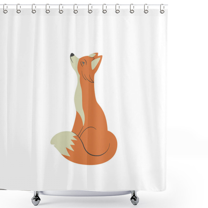 Personality   Fox Sits And Looks Up Shower Curtains