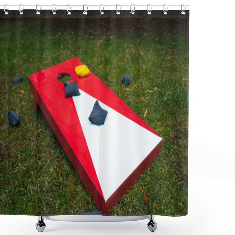 Personality  Cornhole Toss Game Board With Bean Bags Shower Curtains