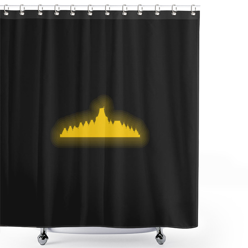 Personality  Borobudur Yellow Glowing Neon Icon Shower Curtains