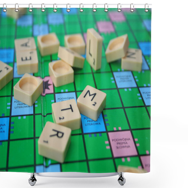 Personality  Mess On The Scrabble Board Shower Curtains