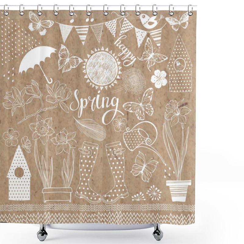 Personality  Happy Spring Greeting Card  Shower Curtains