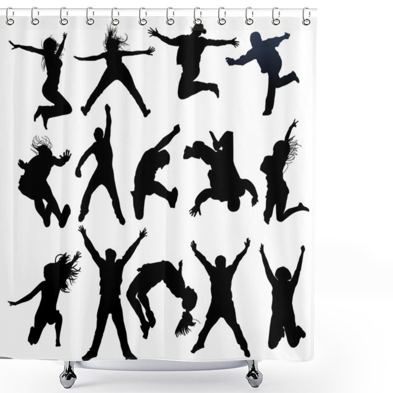 Personality  Jumping And Flying Silhouettes Shower Curtains