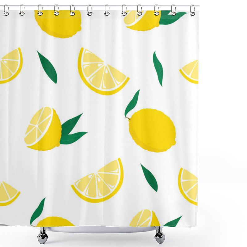 Personality  Lemons Seamless Pattern On White Background Shower Curtains