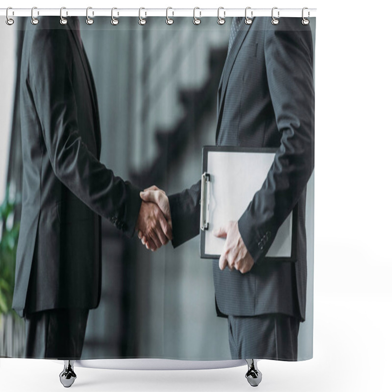 Personality  Partial View Of Businessmen Shaking Hands Shower Curtains