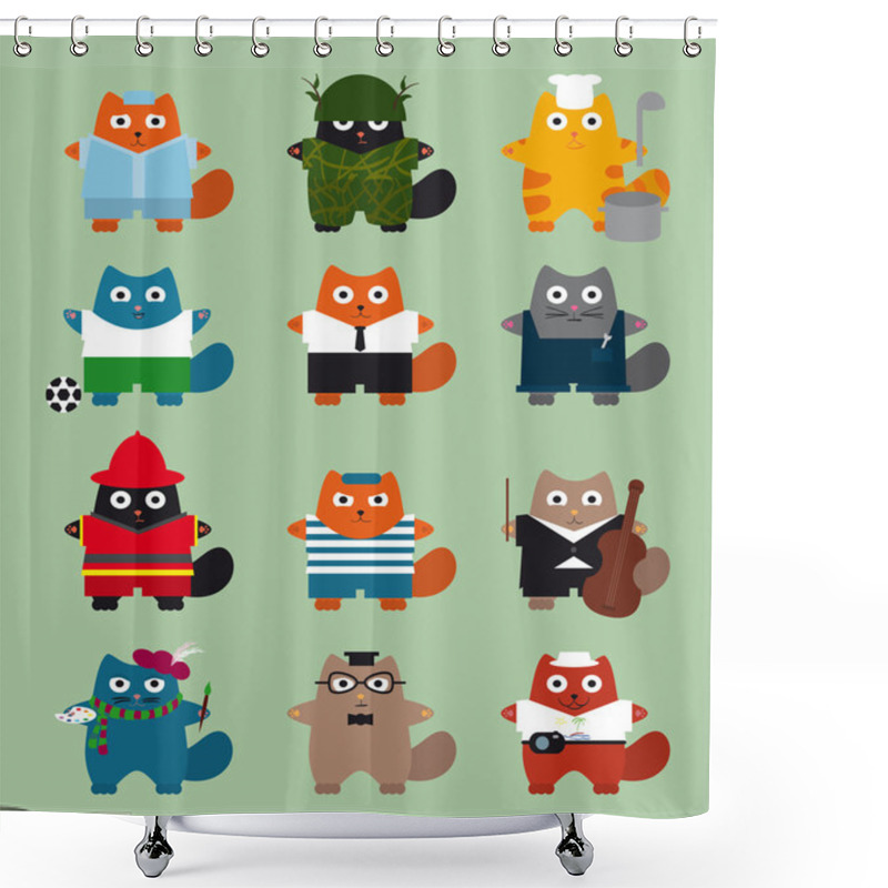 Personality  Illustration With Cats Shower Curtains