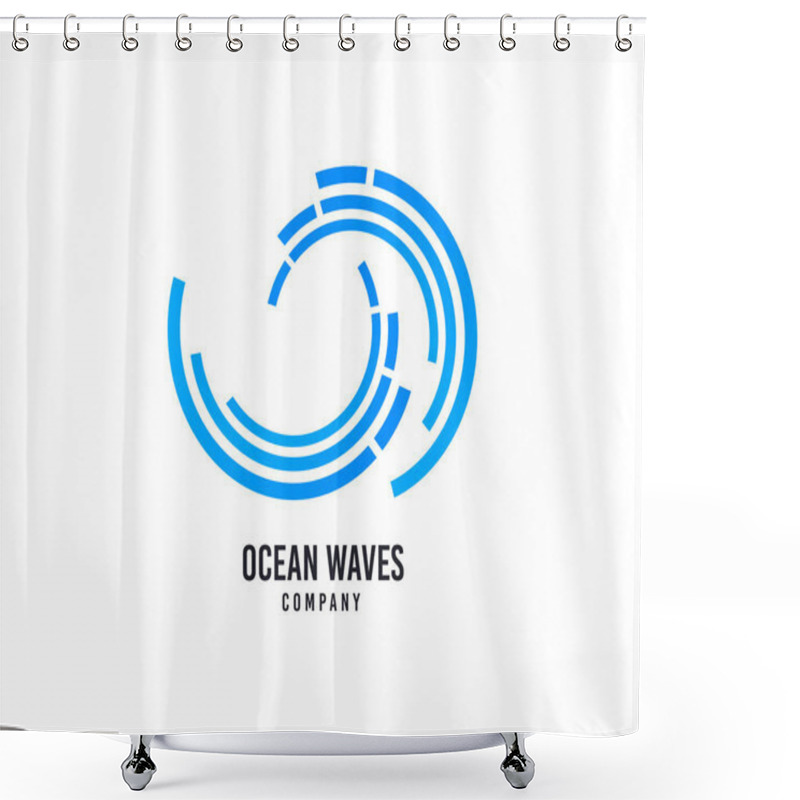 Personality  Wave Logo. Surfing Company Vector Icon. Sea Water Waves Logo. Shower Curtains