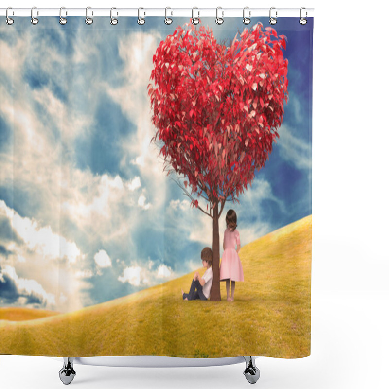 Personality  Children Under A Tree Heart Shower Curtains