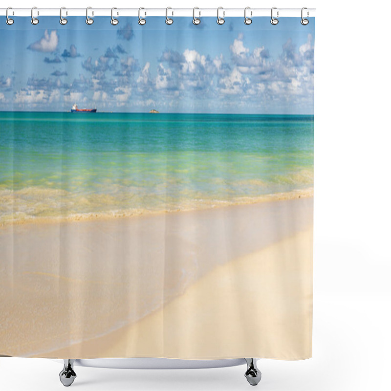 Personality  Caribbean Beach With White Sand, Deep Blue Sky And Turquoise Water Shower Curtains