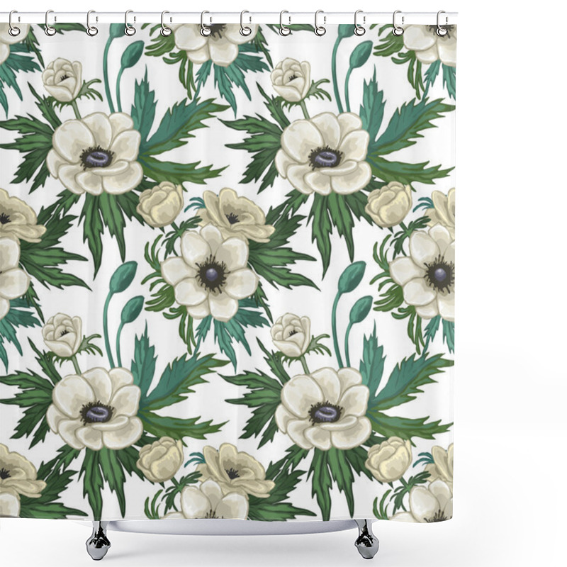 Personality  Anemone Seamless Pattern Shower Curtains