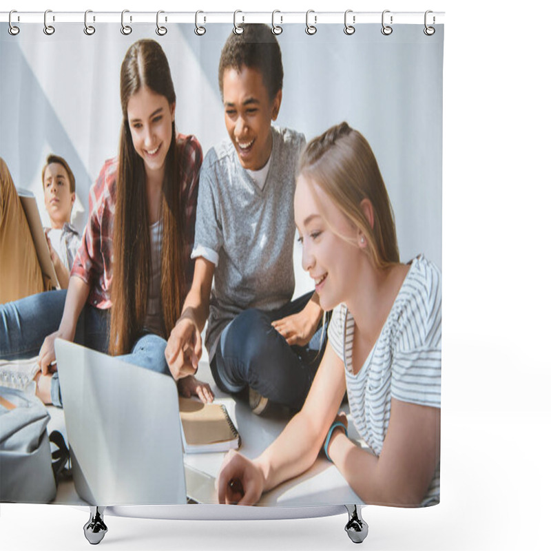 Personality  Multicultural Teenagers With Laptop Shower Curtains