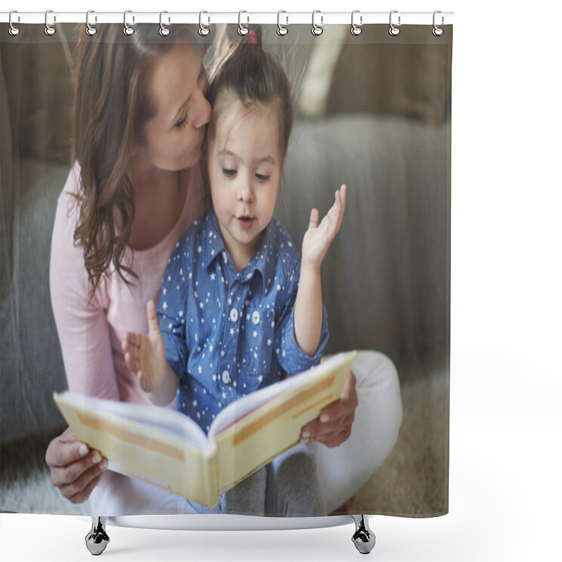 Personality  Mother And Her Daughter Read Book Shower Curtains