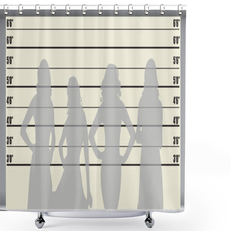 Personality  Women On The Background Of The Stand To Identify The Criminal Shower Curtains