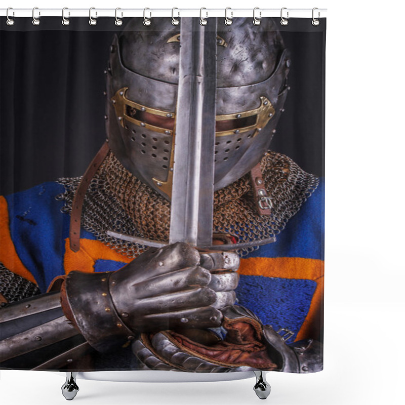 Personality  A Knight With A Sword And Helmet Shower Curtains