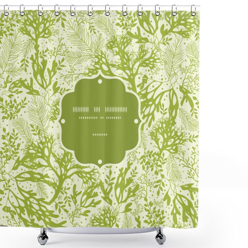 Personality  Green Underwater Seaweed Frame Seamless Pattern Background Shower Curtains