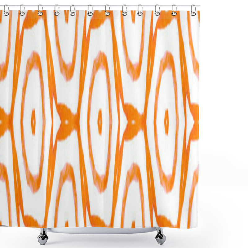 Personality  Orange Medallion Seamless Border Scroll. Geometric Shower Curtains