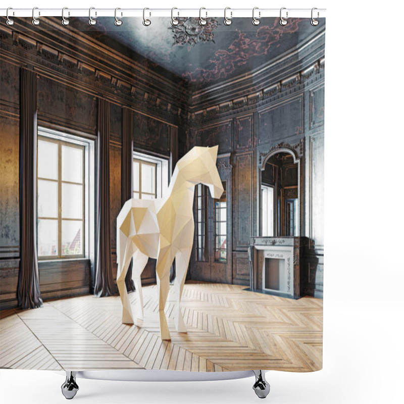 Personality  Low-poly Style Horse  Shower Curtains