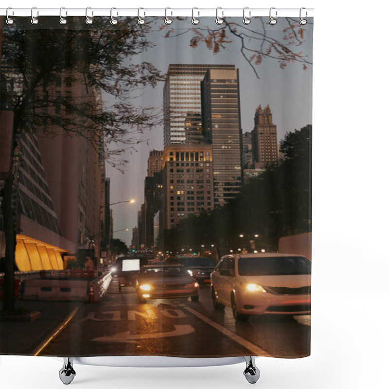 Personality  Buildings And Road Traffic At Evening On Manhattan In New York City Shower Curtains